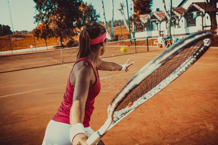 Lady tennis player on clay court