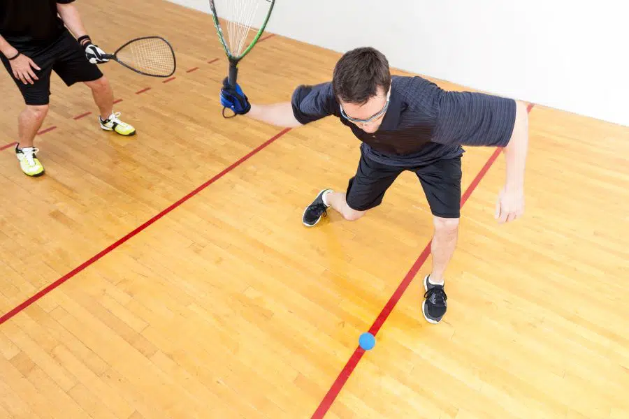 Game of racquetball with two players