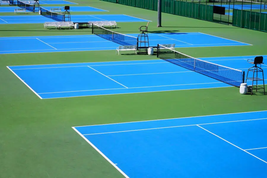 blue hardcourt tennis courts