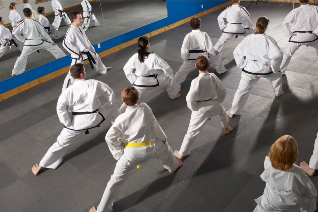 Karate class for beginners with some special needs students