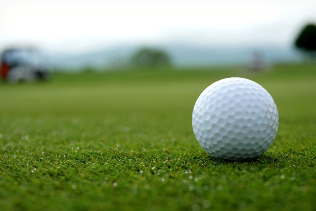 Close up view of a golf ball